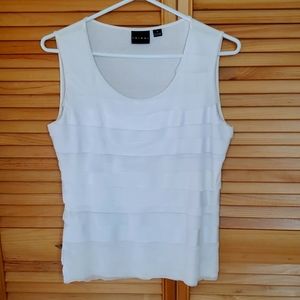 White layered front, sleeveless top